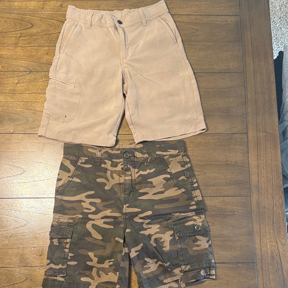 Tan and Camouflage Cargo Shorts Set, Size 12